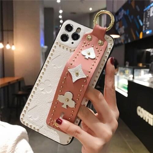 Luxury Leather Fashion Portable Wrist Bracket Case for apple iPhone 11 Pro X XR XS Max 6 6S 7 8 Plus Phone cover coque capa