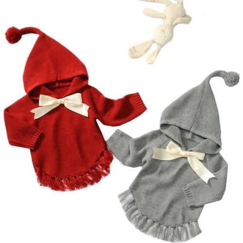 Newborn Baby Sweaters Clothes Cloak Hooded Designer Sweater Toddler Girl Autumn Casual Infant Bow Knitting Jumper Kids Cardigans