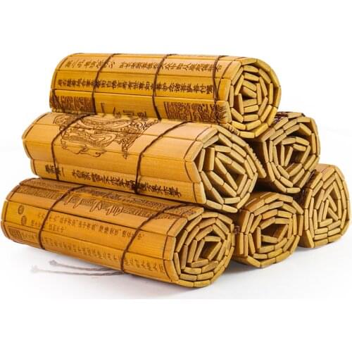 Vintage Home Decor Book Chinese Cultural Classical Scroll Slip Bamboo Wooden Slips Three Character Classic for History Book Gift