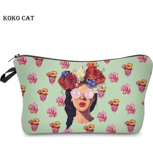 Koko Cat Cute Girls Printed Women Cosmetic Bag Fashion Necessaries for Organizer Toiletry Waterproof Female Beauty Makeup Bag