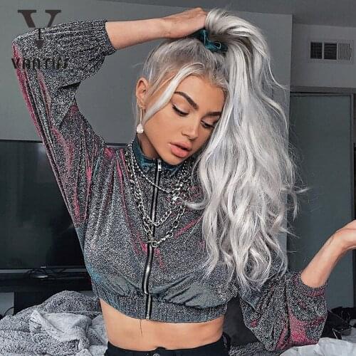 Woman Jacket Fall/winter 2020 Hip-hop Women Fashion Metallic Loose Turtleneck Short Coat Women Coats Jacket for Woman Streetwear