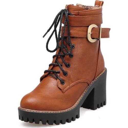 Big Size 9 10 12 boots women shoes ankle boots for women ladies boots Cross strap buckle metal trim