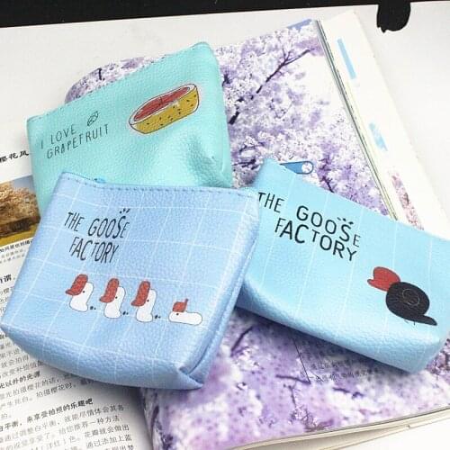 M159 Coin Purses For Women Cartoon Goose Strawberry Watermelon Fresh Zero Bag Headset Line Card Zipper PU Bag