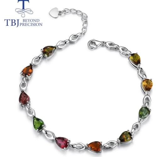 Natural 7CT Tourmaline bracelet fancy color gemstone 925 sterling silver fine jewelry for girls daily wear new style 2020TBJ