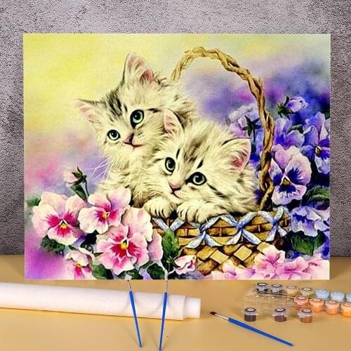 Animal Cat DIY Paint By Numbers Package Acrylic Paints 50*70 Canvas Painting Handmade For Handicraft