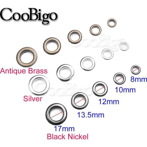 100 Sets Metal Eyelets and Grommets Tag Cap for Belt Clothes Shoes Tent Leather Craft Sewing Accessories Dia. 8 10 12 13.5 17mm