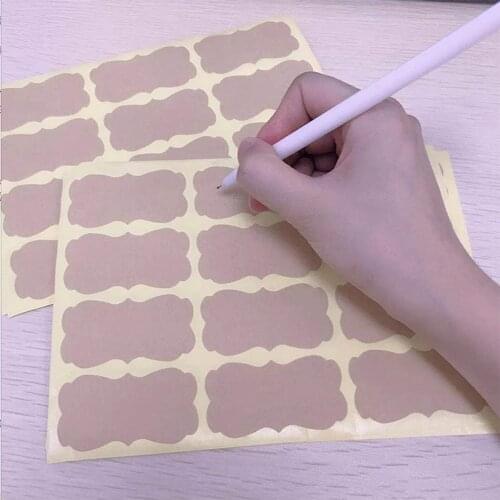120pcs Blank Kraft Paper Sticker DIY Graffiti Message Sticker Gift Tag Decoration Baking Packaging Box Bag Sticker