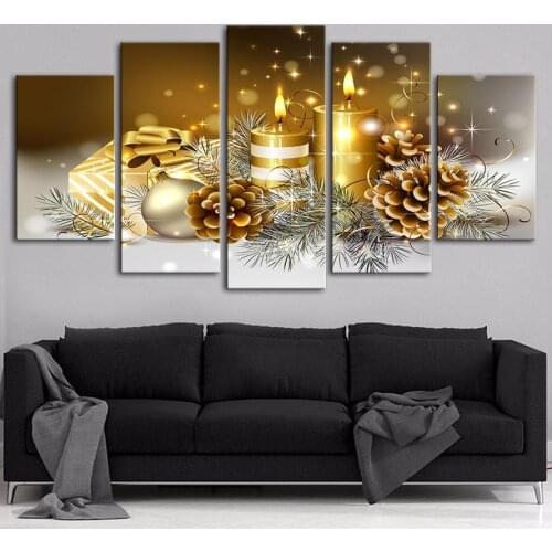 JIE DO ART 5 Panel Christmas decorations for home Modern Wall Art For Wall Decor Home Decoration Picture Paint on Canvas