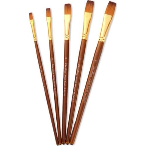 5Pcs Pointed Flat Oblique Top Drawing Brush Acrylic Watercolor Oil Painting Pen