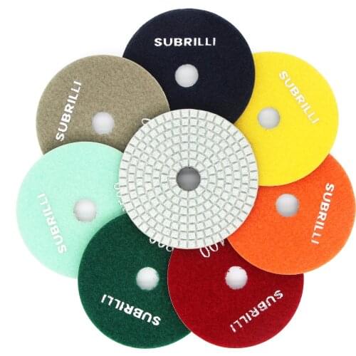 7pcs/Set 4" Flexible Diamond Polishing Pad Wet Use Polish Wheel Stone Concrete Sanding Disc For Granite Marble Diamond Abrasive