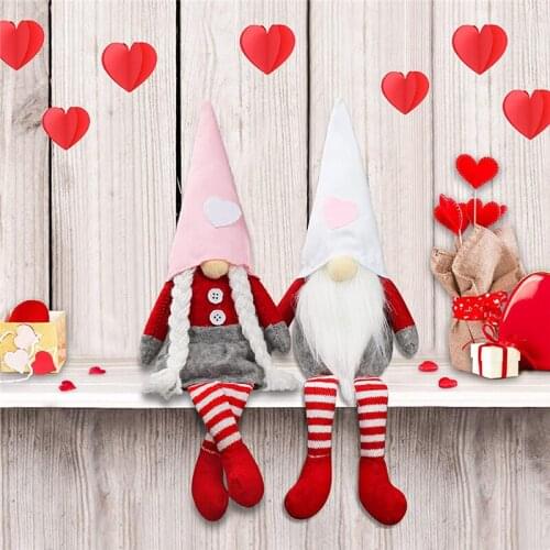 8 Pcs Valentines Day Present Gnome Doll Plush Elf Decorations Mr and Mrs Handmake Scandinavian Tomte Table Ornament Wholesale X2