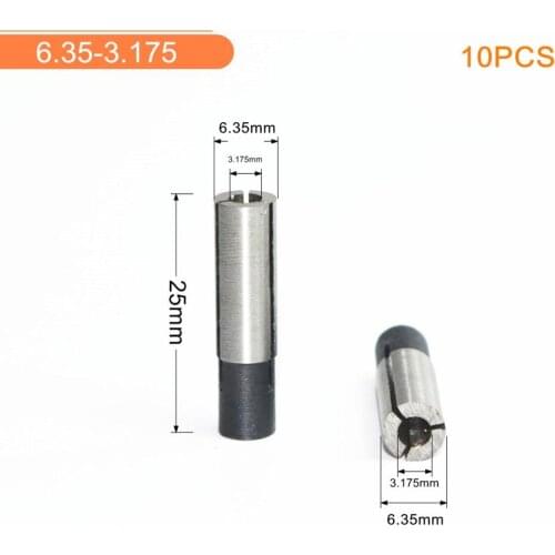6.35mm-3.175mm,10pcs,Freeshipping CNC Milling Cutter Adaptor,Solid carbide End Mill,woodworking Router Bit conversion sleeve