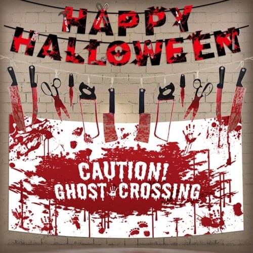 Halloween Knife Bloody Banner Ghost Festival Party Decoration Pull Flag Party Decorations Halloween Ornament Spoof Horror Props