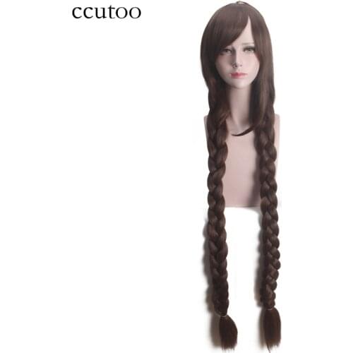 Ccutoo 120cm Brown Long Straight Braid Styled Synthetic Hair Heat Resistance Cosplay Full Wigs