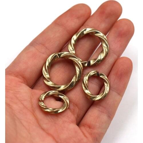 1pcs Solid Brass Open Twist O Ring Seam Round Jump Ring Key chain Garments Shoes Leather Craft DIY Connector CLOXY