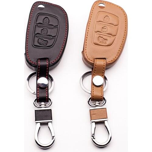 100% Genuine Leather Key car case forHyundai Motor IX35 for Beiqi huansu S6 3 buttons remote control Key cases Auto Accessories