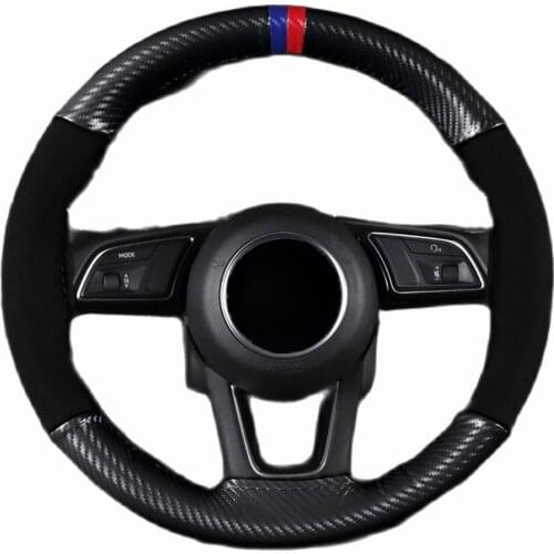 Suede And Carbon Fiber Hand Sewn Steering Wheel Round Four Seasons Handle Cover Car-covers Steering-wheel Car Accessories Covers