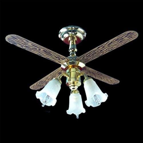 G07-X181 children baby gift Toy 1:12 Dollhouse mini Furniture Miniature rement Doll accessories Three flower fan lights 1pcs