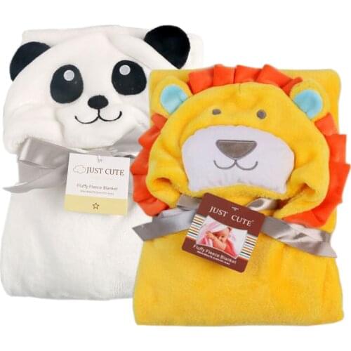 Coral Fleece Baby Blanket Baby Kids Bathing Towels Cartoon Animal Hooded Towel Lovely Baby Bath Towel Baby Swaddle Wrap Bathrobe