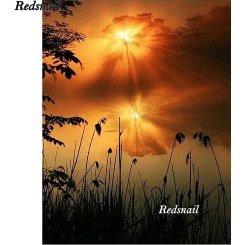 DIY Full Diamond Mosaic Sunset scenery painting by numbers Diamond Embroidery Rhinestones Pictures Diamond Painting EE271