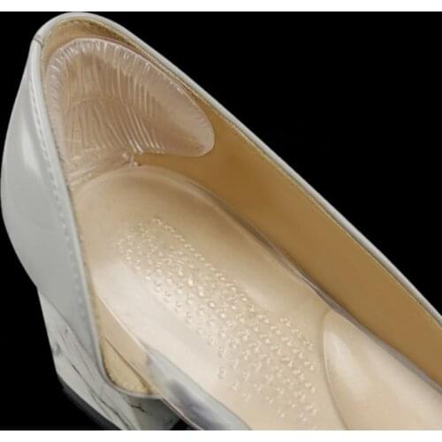 Q39C 1 Pair 3 in 1 Heel Pads GEL Shoe Pad Arch Support Insole High Heel Pain Relief Orthopedic Thick Soft Elastic T Shape Liner