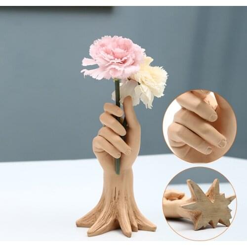 Hot Sale Handmade Resin Vases Slim Jade Hand Modern Home Crafts Soft Decoration and Ornaments Living Room Decoration Ornaments