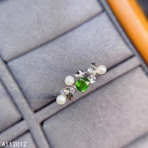 KJJEAXCMY fine jewelry natural Diopside 925 sterling silver popular girl new adjustable gemstone ring support test with box