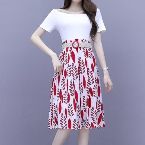 Summer Casual Bohemian Sets Womens slash neck white TShirts + Floral Print Midi Long Skirt Suit Female 2pcs Clothing Sets