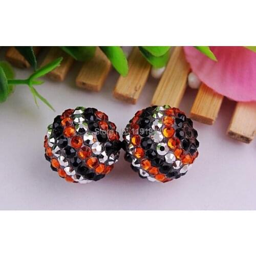 Kwoi vita 20mm black/orange/silver color 100pcs/lot Chunky Resin Rhinestone Beads Ball for Kids Girls Jewelry Making