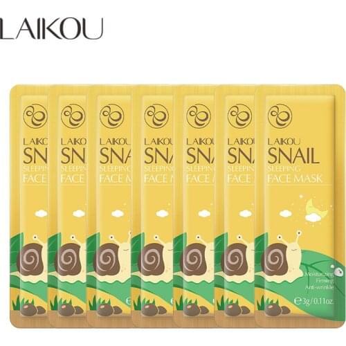 7pcs Snail Face Mask Sleeping Facial Mask No Washing Beauty Face Care Portable Travel Home Anti Wrinkle Moisturizing Skin Care