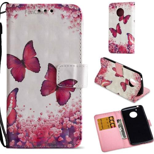 Pretty Butterfly Flip Phone Case sFor Estuche Moto E4 US Version Soft TPU Phone Case Protect Motorola E4 US Version