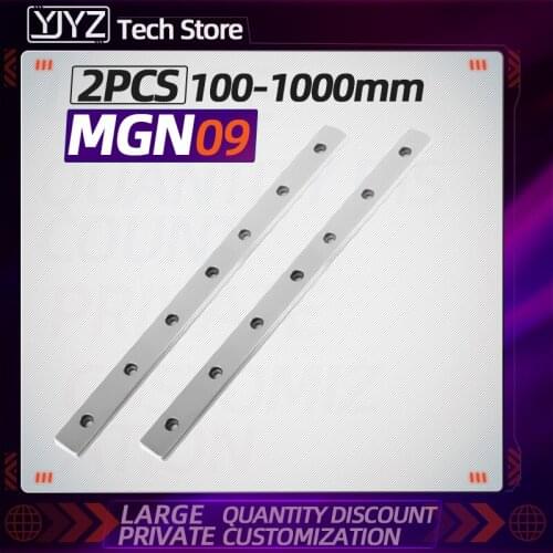 Free shipping MGN9 100mm 150mm- 1000mm Miniature Linear Rail Slide 2pc MGN9 Linear Guide 3D Printer CNC