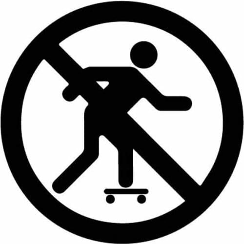 Skateboard Teenager Skateboard Prohibition Sign Decals Car Decoration Personality Pvc Waterproof Decals Black/white, 15cm*15cm