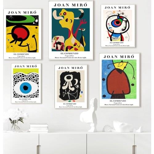 Joan Miro Exhibition Surrealism Abstract Wall Art Canvas Painting Nordic Posters And Prints Wall Pictures For Living Room Decor