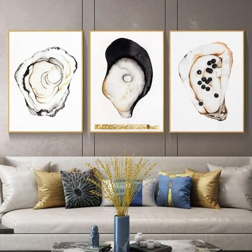 Shell Nordic Poster Print Kitchen Canvas Painting Minimalist Abstract Wall Art Pictures for Modern Dinging Room Restaurant Decor