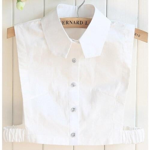 2017 new arrival Handmade Bead Winter Cotton Lady Fake Collar Shirt Fake Collar Shirt Female Womens White Shirt