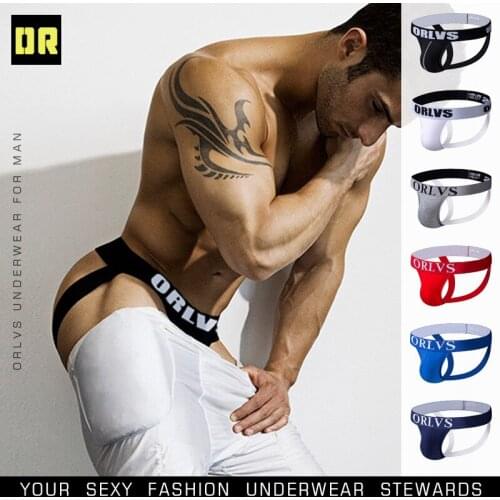 ORLVS low-waisted underwear cotton mens thongs sexy trend double pants gayOR131