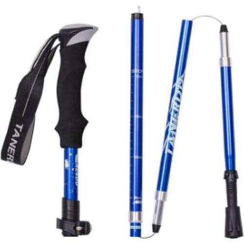 Ultra-light aluminum alloy 5-section walking stick adjustable trekking pole telescopic walking stick shockproof walking stick