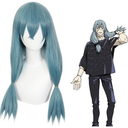 65cm Anime Jujutsu Kaisen Cosplay Mahito Wig Role Playing Wigs Halloween Cosplay Lake Blue
