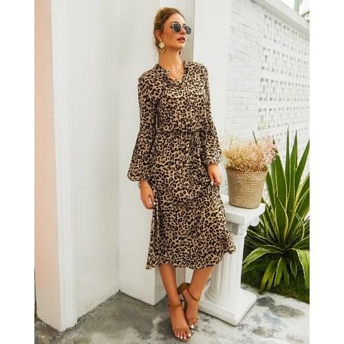 Plus Size O-neck Top Fashion New Maxi Dress Dress Vestidos Mujer Fashion 2020 Leopard Long Sleeve Summer Straight Cotton Full