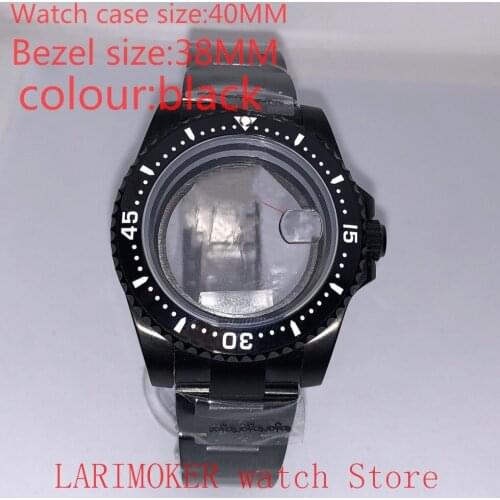 Suitable for NH35 NH36 Miyota 8215 40mm 904L stainless steel case, transparent black back cover, with bezel,black