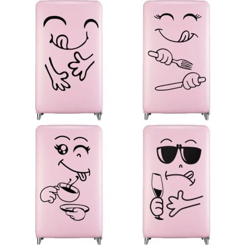 Happy Delicious Face Wall Stickers Cute Fridge Sticker Posters Home Decors Vinyl Stickers For Kitchen Fridge Wall
