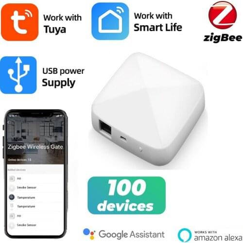 Tuya Zigbee 3.0 Smart Gateway Bridge For Smart Life APP 2.4GHz Wired Hub Remote Voice Timer Control Work With Alexa Google Home