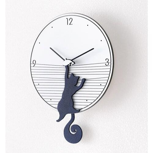 Modern Cat Wood Wall Clock 3d Pendulum Clock Household Living Room Luxury Clocks Wall Home Decor Bedroom Reloj De Pared Gift