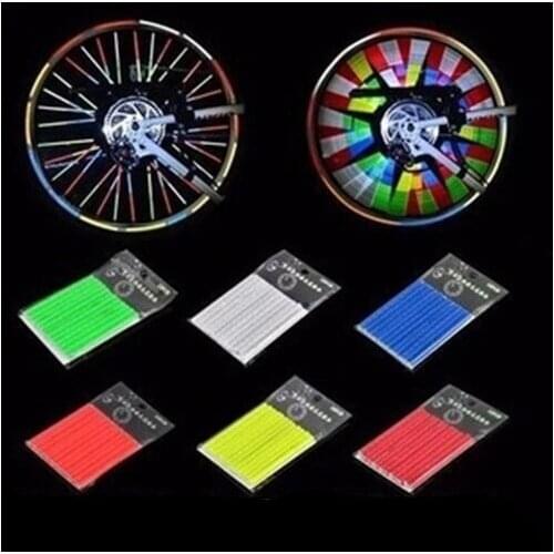 Bike Bicycle Light 12Pcs Mountain Bike Riding Wheel Rim Spoke Mount Tube Warning Strip Reflector Cycling Light