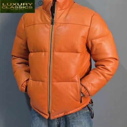 Vintage 100% Real Leather Jacket Men Short Real Cow Leather Coat Warm Mens Down Jacket Winter Clothes 2021 Veste Homme 6