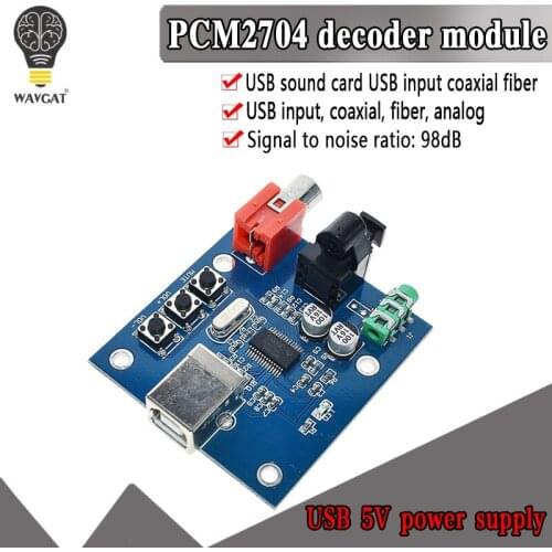 WAVGAT PCM2704 USB DAC USB Power fiber optic coaxial analog output for Raspberry Pi Raspbian RaspBMC Windows 7 need no drive