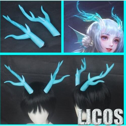 Game King of Glory Cosplay LOL Game New Skin Xi Shi Dragon Horns Head Clip Headwear Hairwear Cosplay Props Accessories Hair Clip