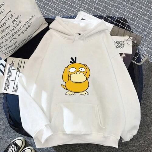 Pokemon Women Hoodies Anime Kawaii Psyduck Cartoon Casual Clothes Warm Femme Maiden Pullovers Plus Velvet Tops Hooded Sweatshirt