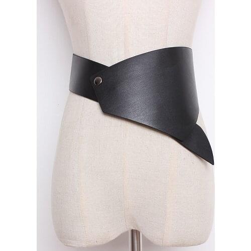 Womens runway fashion solid PU leather Cummerbunds female vintage Dress Corsets Waistband Belts decoration wide belt R1232